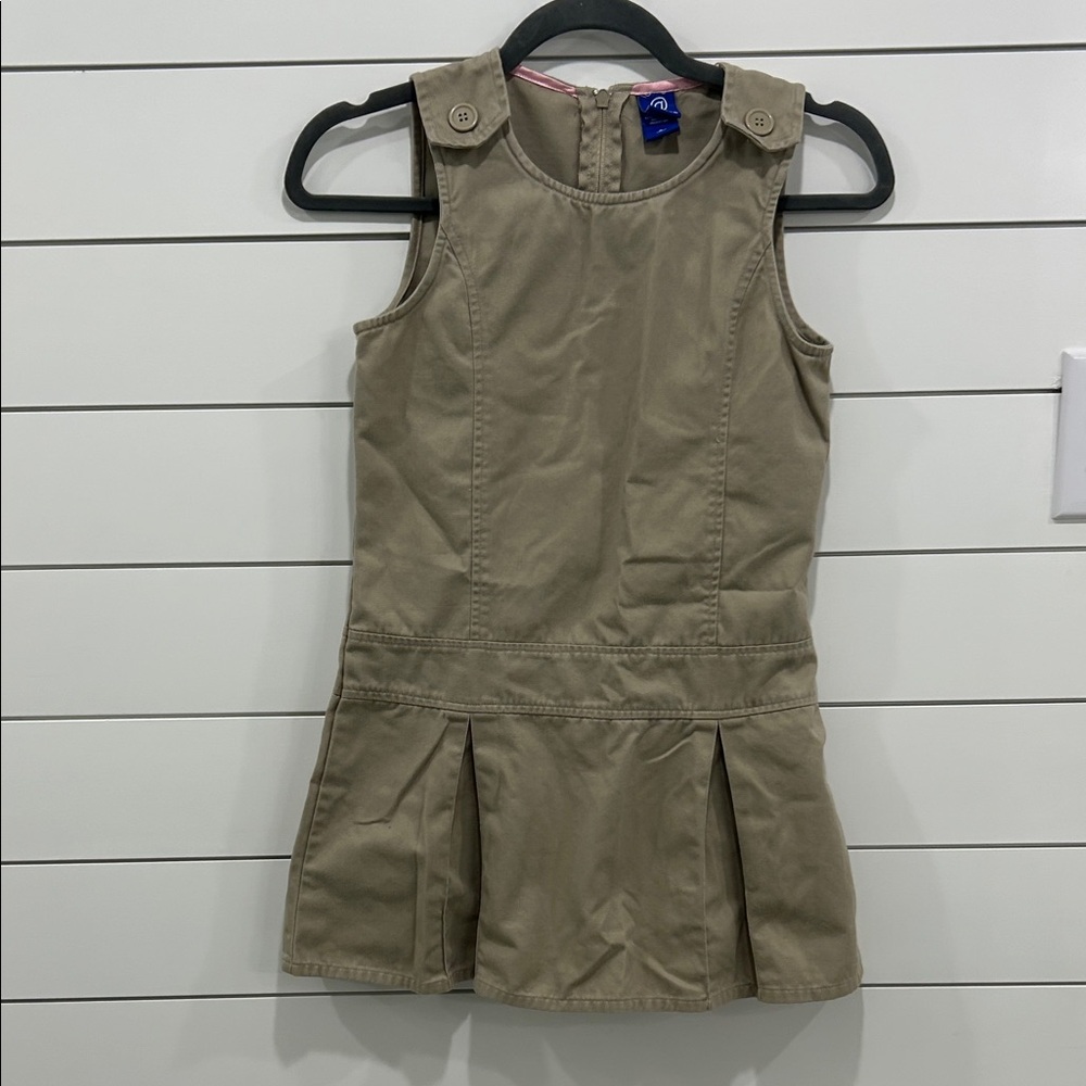 At Class Girls Khaki Sleeveless Pleated Jumper